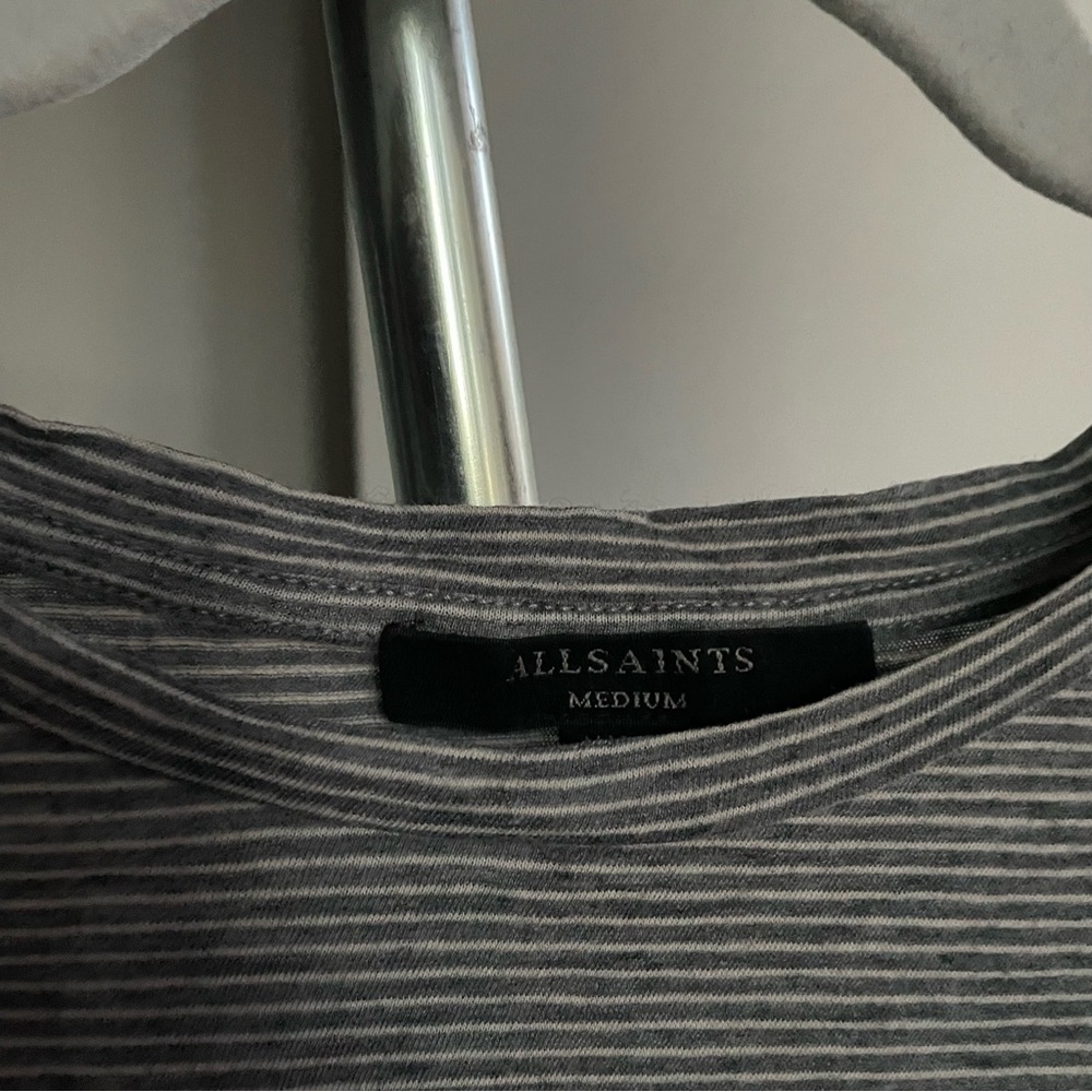 All Saints Women's Black and White Striped Top - Picture 3 of 4